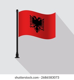 Albanien Fahne Pole Vektorgrafik