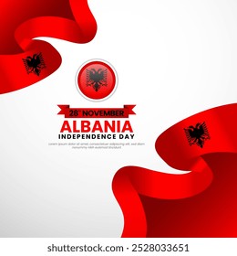 Albania Waving Flag Square Banner Background for Albania Independence Day Concept Design
