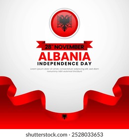Albania Waving Flag Square Banner Background for Albania Independence Day Concept Design