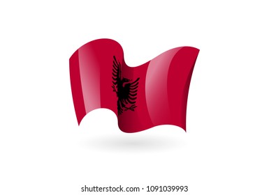 albania waving flag vector icon, national symbol. Flag of albania, fluttered in the wind - vector illustration isolated on white background.