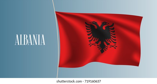 Albania waving flag vector illustration. Design element on flag as a national Albanian symbol