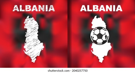 Albanian Abstract Map set with flag and ball.