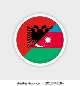 Albanian and Azerbaijani flags with circle frame and white background