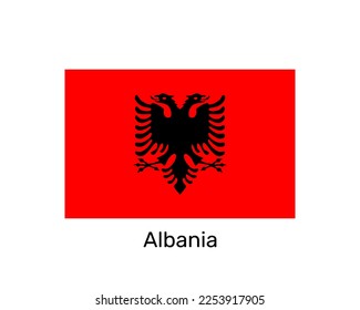 Albanian eagle with two heads on red background. Flag of Albania. National symbol. Albania flag symbol. Vector illustration on white background