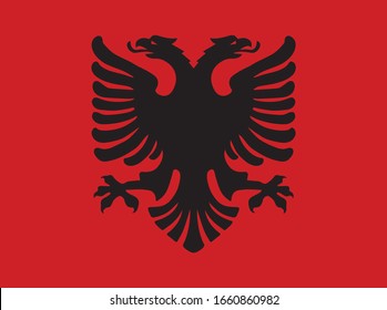 Albanian Flag Black Eagle on red background , new design of eagle 