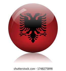 Albanian flag glass icon vector illustration