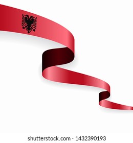 Albanian flag wavy abstract background. Vector illustration.