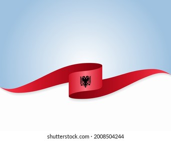 Albanian flag wavy abstract background. Vector illustration.