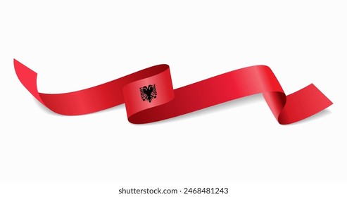 Albanian flag wavy abstract background. Vector illustration.