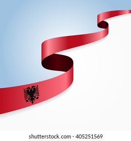 Albanian flag wavy abstract background. Vector illustration.