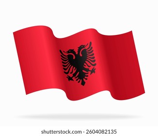 Albanian flag wavy background layout. Vector illustration.