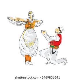 Albanian folk couple dance from Tirana with folk dress