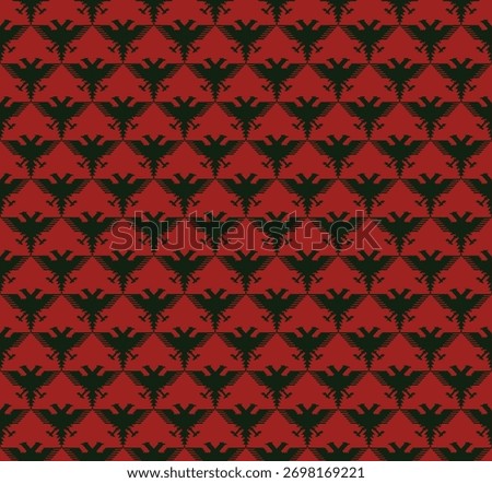 Albanian folk pattern red and black double eagle form
