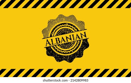 Albanian grunge warning sign emblem. Vector Illustration. Detailed. 
