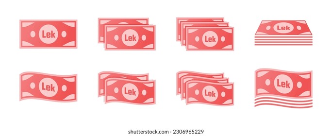 Albanian Lek Banknote Icon Set