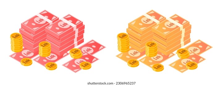 Albanian Lek Money Bundle and Coins 