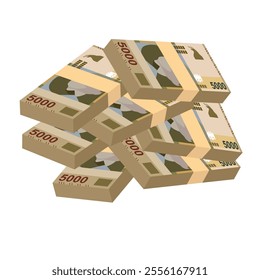 Albanian Lek Vector Illustration. Albania money set bundle banknotes. Paper money  5000 ALL. Flat style. Isolated on white background. Simple minimal design.