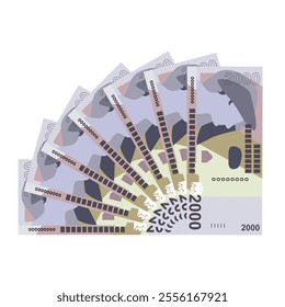 Albanian Lek Vector Illustration. Albania money set bundle banknotes. Paper money  2000 ALL. Flat style. Isolated on white background. Simple minimal design.