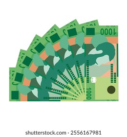 Albanian Lek Vector Illustration. Albania money set bundle banknotes. Paper money 1000 ALL. Flat style. Isolated on white background. Simple minimal design.