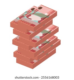 Albanian Lek Vector Illustration. Albania money set bundle banknotes. Paper money  10000 ALL. Flat style. Isolated on white background. Simple minimal design.