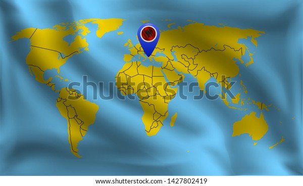 Albanian Location Mark On World Map Stock Vector Royalty Free
