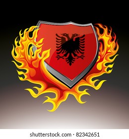 albanian shield in flame