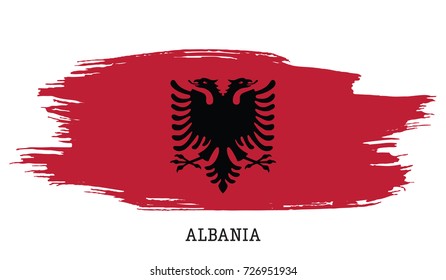 Albanina flag vector grunge paint stroke  