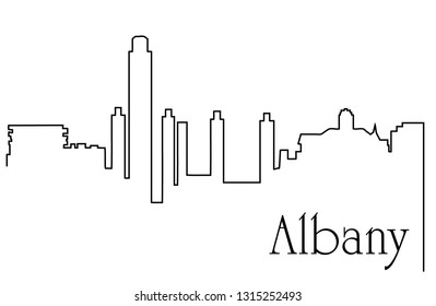 Albany city one line drawing abstract background with cityscape