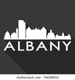 Albany Flat Icon Skyline Silhouette Design City Vector Art Famous Buildings.