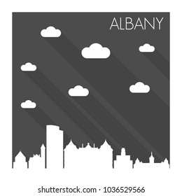 Albany New York Skyline City Flat Silhouette Design Background