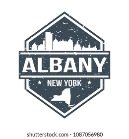 Albany New York Travel Stamp Icon Skyline City Design Tourism Art Stamp Skyline.