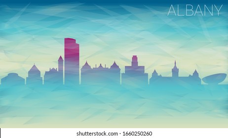 Albany, NY, USA City Skyline Vector Silhouette. Broken Glass Abstract  Textured. Banner Background Colorful Shape Composition.