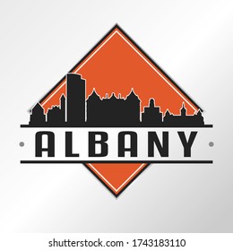 Albany, NY, USA Skyline Logo. Adventure Landscape Design Vector Illustration.