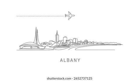 Albany Skyline Illustration White Background.