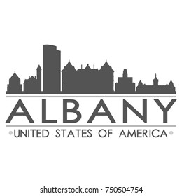 Albany Skyline Silhouette Design City Vector Art Famous Buildings