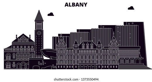 Albany , United States, outline travel skyline vector illustration.