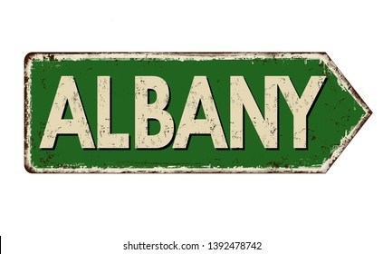 Albany vintage rusty metal sign on a white background, vector illustration