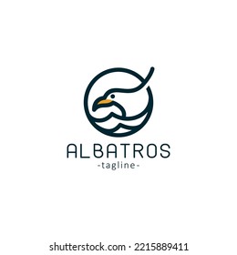 Albatroos Line logo design vector premium 