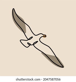 Albatros bird animal oneline continuous line art premium vector