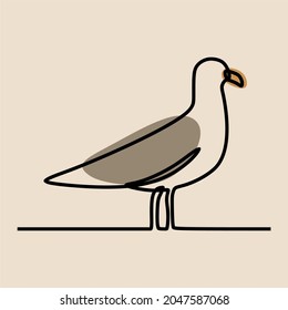 Albatros bird animal oneline continuous line art premium vector