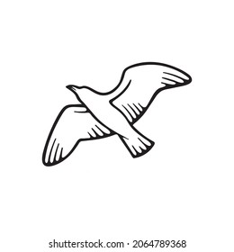 Albatross abstract symbol. Hand drawn flying albatross vector illustration. 