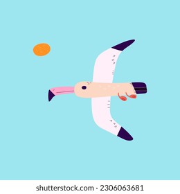 albatross bird cartoon flat vector illustration
