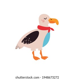 Albatross bird. Colorful vector illustration on white isolated background.