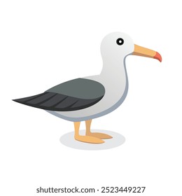 
Albatross bird isolated flat vector illustration on white background.
