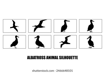 albatross bird silhouette set, albatross silhouette black vector illustration set
