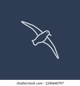 albatross icon. Trendy flat vector line albatross icon on dark blue background from animals collection. 