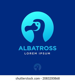 Albatross logo. Head of seagull in circle. Bird flat emblem. Icon for business, internet, web application, online shop.