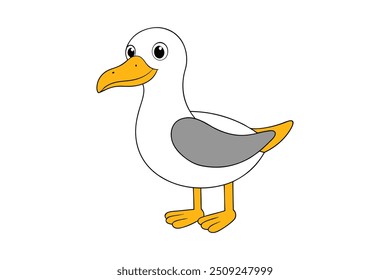 albatross on white background vector art illustration.