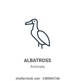 Albatross outline vector icon. Thin line black albatross icon, flat vector simple element illustration from editable animals concept isolated on white background