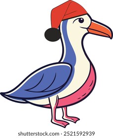 vetor de albatroz em um chapéu de santa vermelho